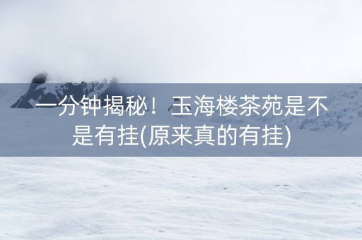一分钟揭秘！玉海楼茶苑是不是有挂(原来真的有挂)