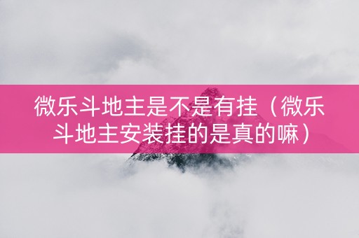 微乐斗地主是不是有挂（微乐斗地主安装挂的是真的嘛）