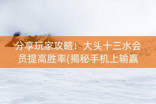 分享玩家攻略！大头十三水会员提高胜率(揭秘手机上输赢规律)