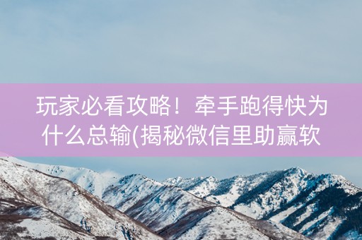 玩家必看攻略！牵手跑得快为什么总输(揭秘微信里助赢软件)