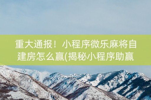 重大通报！小程序微乐麻将自建房怎么赢(揭秘小程序助赢软件)