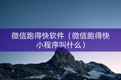 微信跑得快软件（微信跑得快小程序叫什么）