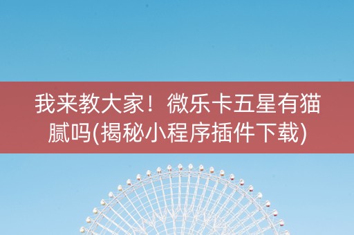 我来教大家！微乐卡五星有猫腻吗(揭秘小程序插件下载)