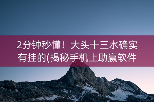2分钟秒懂！大头十三水确实有挂的(揭秘手机上助赢软件)