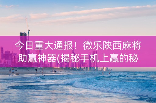 今日重大通报！微乐陕西麻将助赢神器(揭秘手机上赢的秘诀)