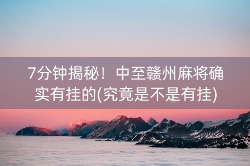 7分钟揭秘！中至赣州麻将确实有挂的(究竟是不是有挂)