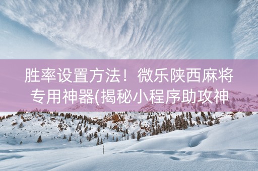 胜率设置方法！微乐陕西麻将专用神器(揭秘小程序助攻神器)