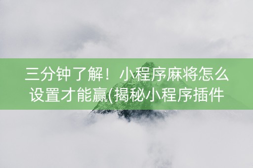 三分钟了解！小程序麻将怎么设置才能赢(揭秘小程序插件下载)