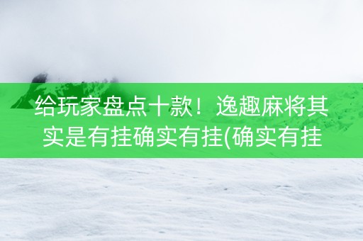 给玩家盘点十款！逸趣麻将其实是有挂确实有挂(确实有挂)