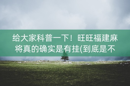 给大家科普一下！旺旺福建麻将真的确实是有挂(到底是不是有挂)