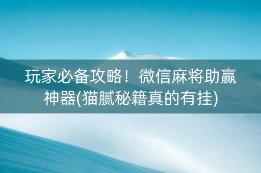 玩家必备攻略！微信麻将助赢神器(猫腻秘籍真的有挂)