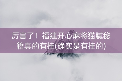 厉害了！福建开心麻将猫腻秘籍真的有挂(确实是有挂的)