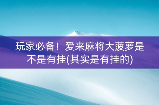 玩家必备！爱来麻将大菠萝是不是有挂(其实是有挂的)