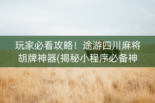 玩家必看攻略！途游四川麻将胡牌神器(揭秘小程序必备神器)