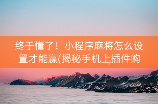 终于懂了！小程序麻将怎么设置才能赢(揭秘手机上插件购买)