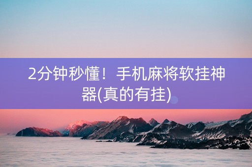 2分钟秒懂！手机麻将软挂神器(真的有挂)