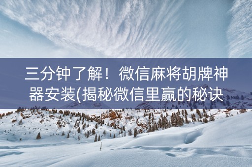 三分钟了解！微信麻将胡牌神器安装(揭秘微信里赢的秘诀)
