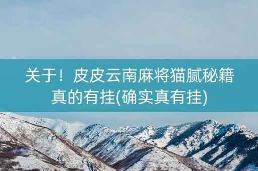 关于！皮皮云南麻将猫腻秘籍真的有挂(确实真有挂)