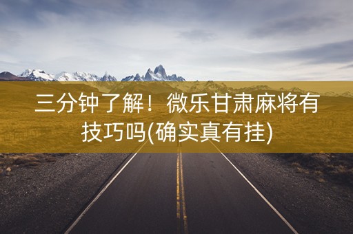 三分钟了解！微乐甘肃麻将有技巧吗(确实真有挂)