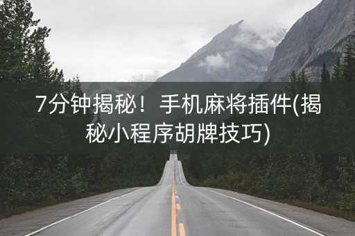 7分钟揭秘！手机麻将插件(揭秘小程序胡牌技巧)