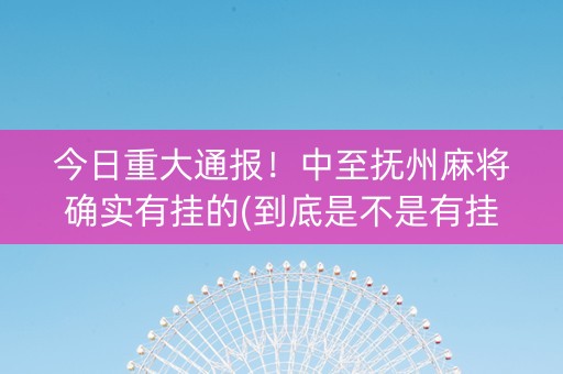 今日重大通报！中至抚州麻将确实有挂的(到底是不是有挂)
