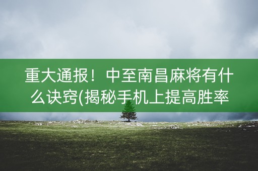 重大通报！中至南昌麻将有什么诀窍(揭秘手机上提高胜率)