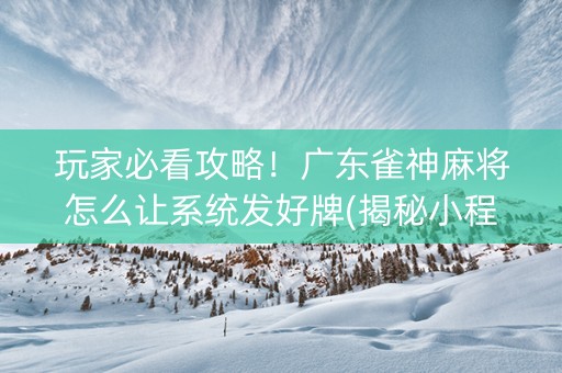 玩家必看攻略！广东雀神麻将怎么让系统发好牌(揭秘小程序系统发好牌)