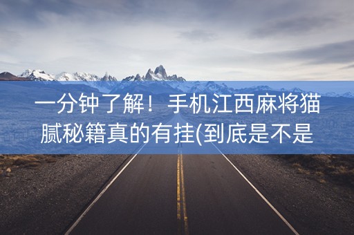 一分钟了解！手机江西麻将猫腻秘籍真的有挂(到底是不是有挂)