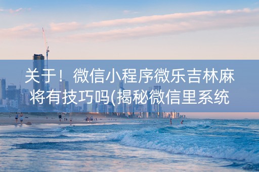 关于！微信小程序微乐吉林麻将有技巧吗(揭秘微信里系统发好牌)