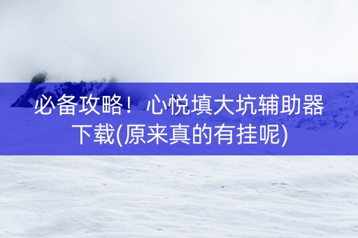 必备攻略！心悦填大坑辅助器下载(原来真的有挂呢)