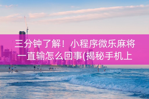 三分钟了解！小程序微乐麻将一直输怎么回事(揭秘手机上助攻神器)