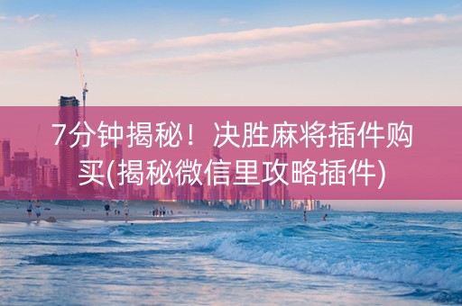 7分钟揭秘！决胜麻将插件购买(揭秘微信里攻略插件)