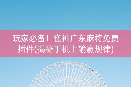 玩家必备！雀神广东麻将免费插件(揭秘手机上输赢规律)