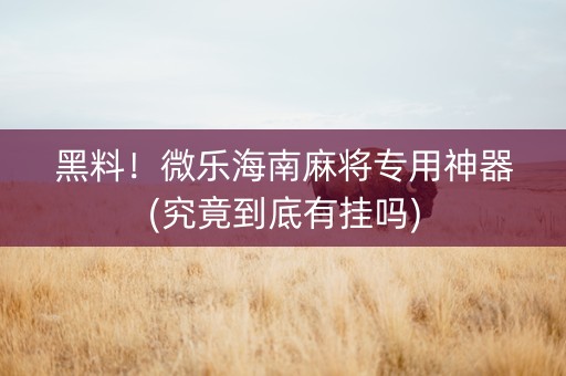 黑料！微乐海南麻将专用神器(究竟到底有挂吗)