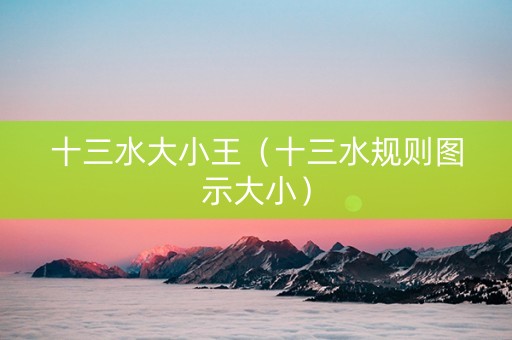 十三水大小王（十三水规则图示大小）