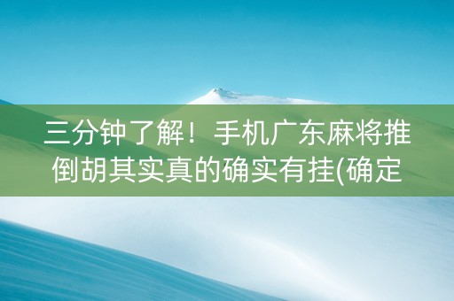 三分钟了解！手机广东麻将推倒胡其实真的确实有挂(确定是有挂)