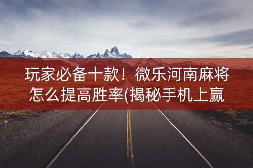 玩家必备十款！微乐河南麻将怎么提高胜率(揭秘手机上赢的秘诀)