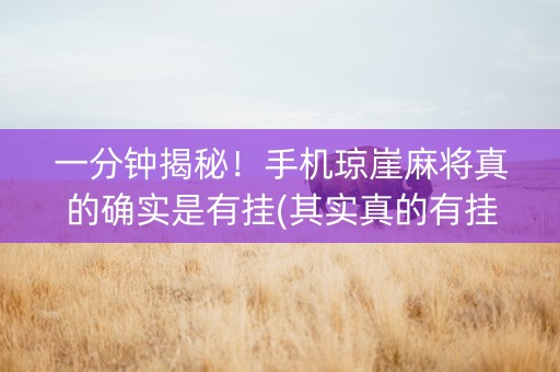 一分钟揭秘！手机琼崖麻将真的确实是有挂(其实真的有挂)