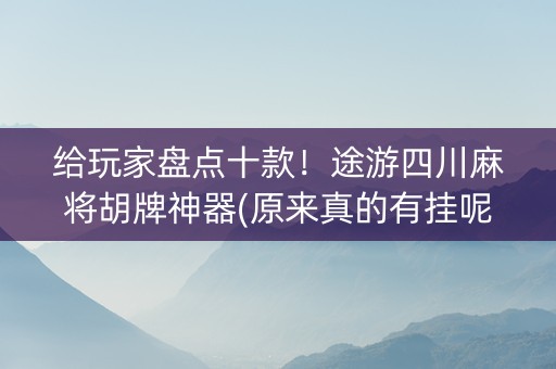 给玩家盘点十款！途游四川麻将胡牌神器(原来真的有挂呢)