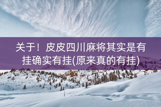 关于！皮皮四川麻将其实是有挂确实有挂(原来真的有挂)