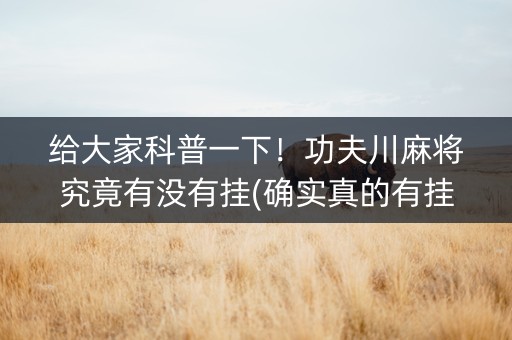 给大家科普一下！功夫川麻将究竟有没有挂(确实真的有挂)