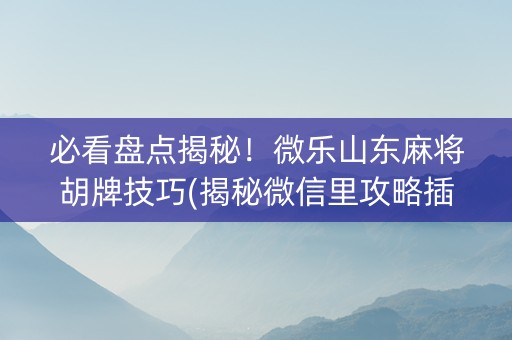 必看盘点揭秘！微乐山东麻将胡牌技巧(揭秘微信里攻略插件)
