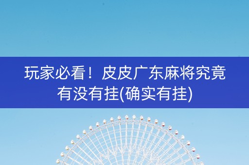 玩家必看！皮皮广东麻将究竟有没有挂(确实有挂)