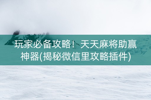 玩家必备攻略！天天麻将助赢神器(揭秘微信里攻略插件)