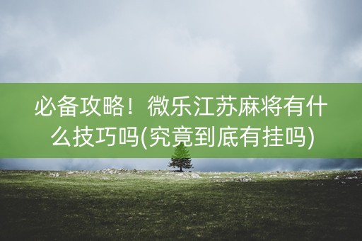 必备攻略！微乐江苏麻将有什么技巧吗(究竟到底有挂吗)