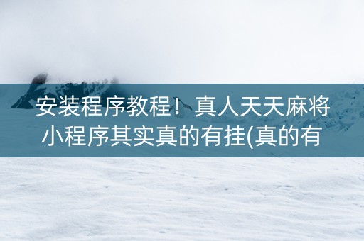 安装程序教程！真人天天麻将小程序其实真的有挂(真的有挂确实有挂)