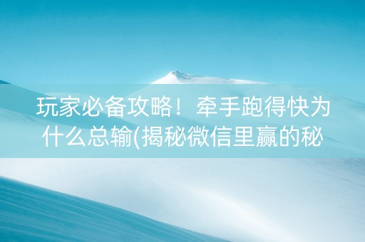 玩家必备攻略！牵手跑得快为什么总输(揭秘微信里赢的秘诀)