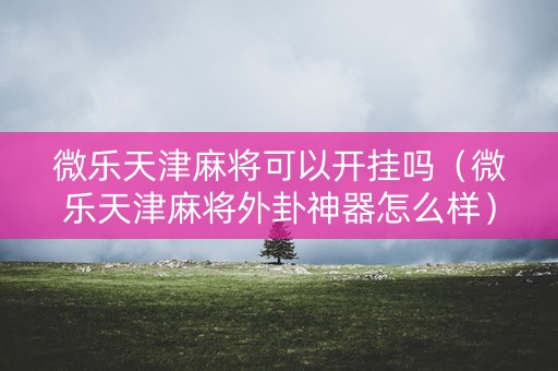 微乐天津麻将可以开挂吗（微乐天津麻将外卦神器怎么样）