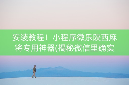 安装教程！小程序微乐陕西麻将专用神器(揭秘微信里确实有猫腻)