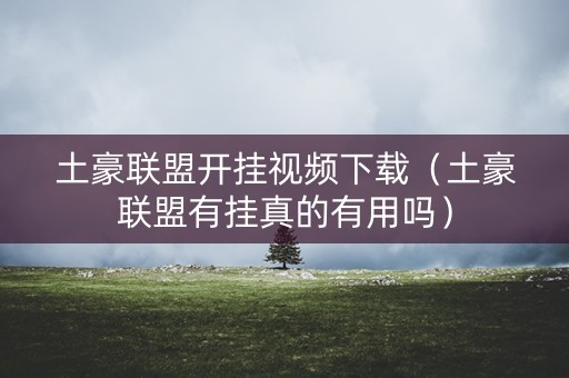 土豪联盟开挂视频下载（土豪联盟有挂真的有用吗）